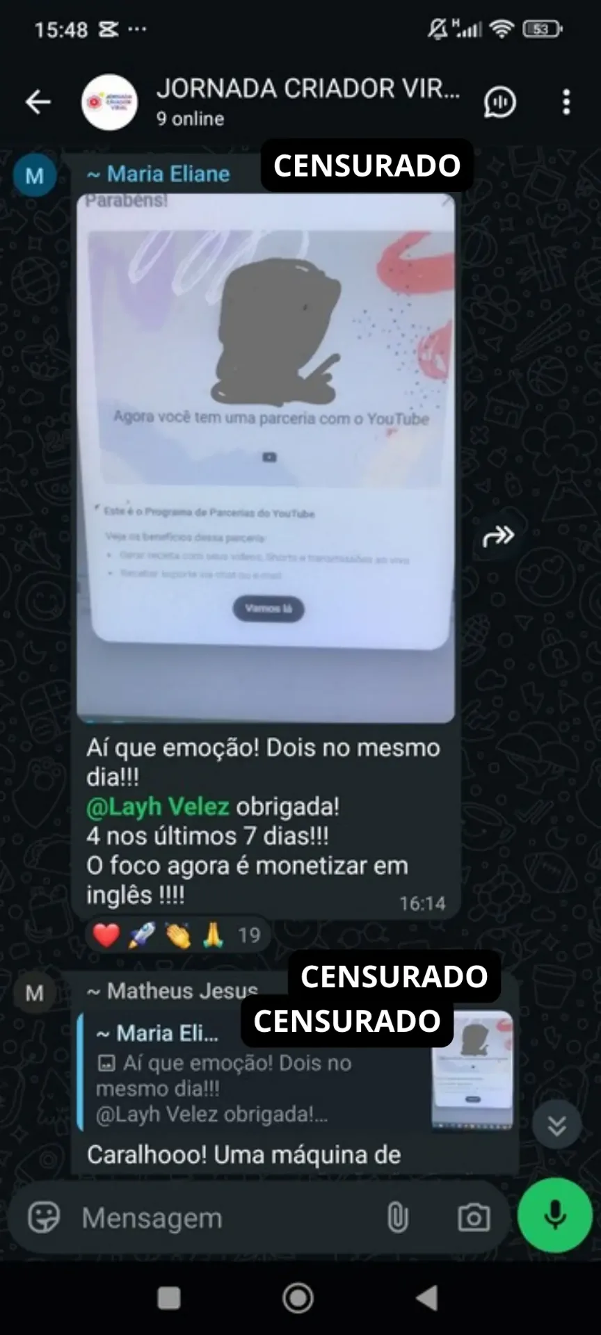 Prova social — resultado aluno Código Dark