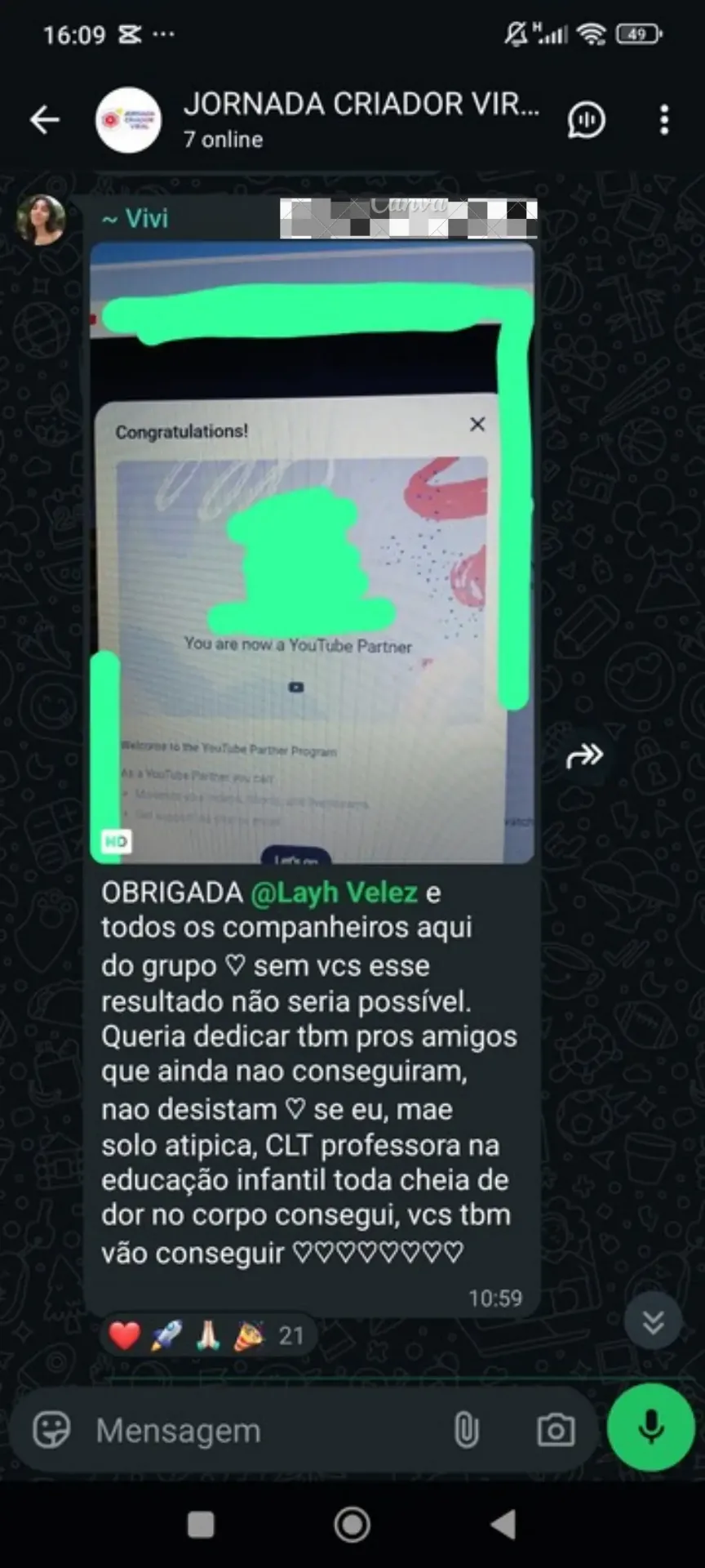 Prova social — resultado aluno Código Dark